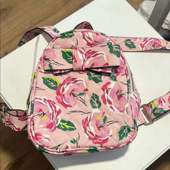 Betsey Johnson Pink Floral Bow Backpack